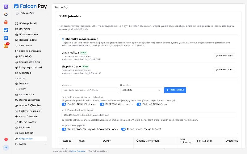 Falcon Pay: mağazayı tek tıkla bağlama